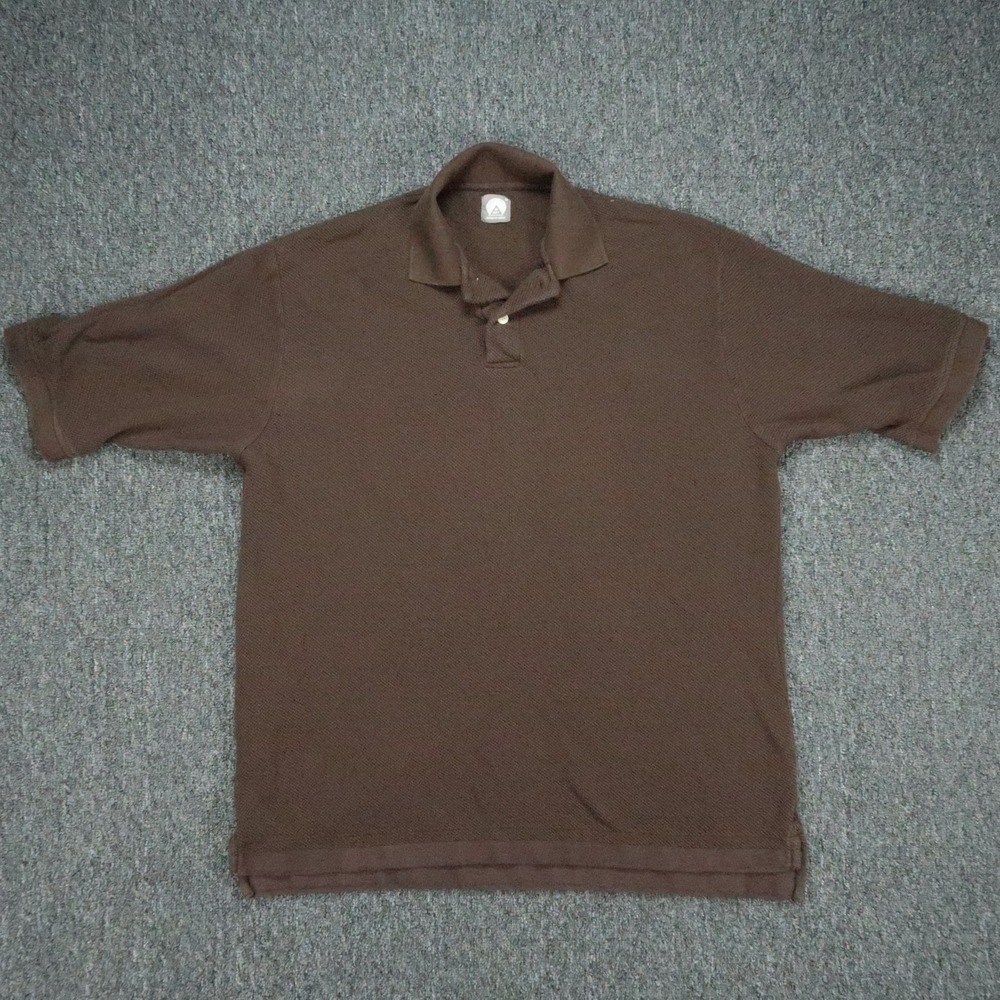 18 East Shirt Mens Medium Brown SS Giant Polo Short Sleeve Cotton Pique
